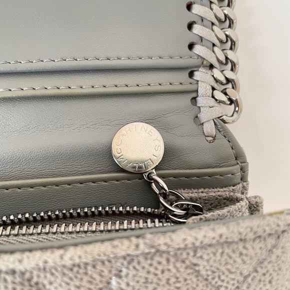 Stella McCartney Falabella Quilted Wallet Gray Compact Bifold - Picture 9 of 12